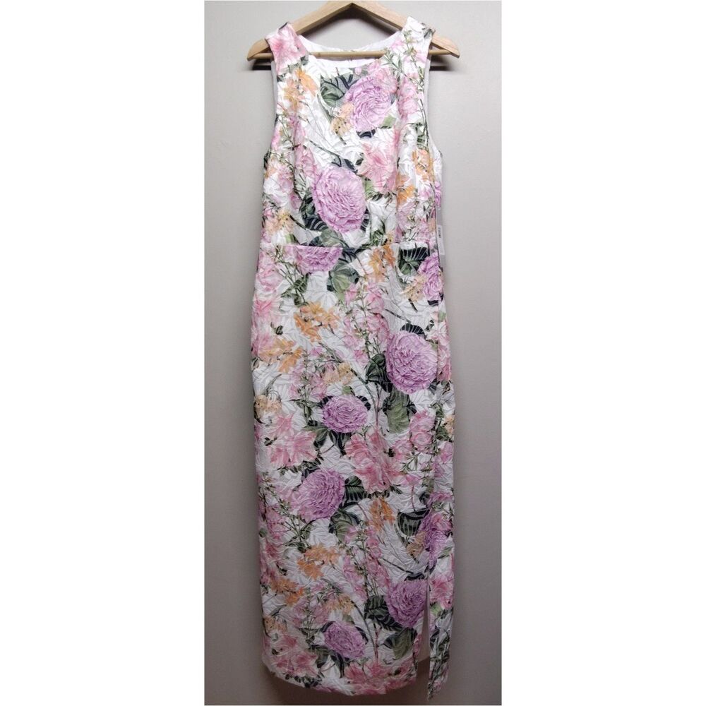 New Kay Unger Formal Dress Women Size 14 White Floral Lace Sleeveless Leg Slit
